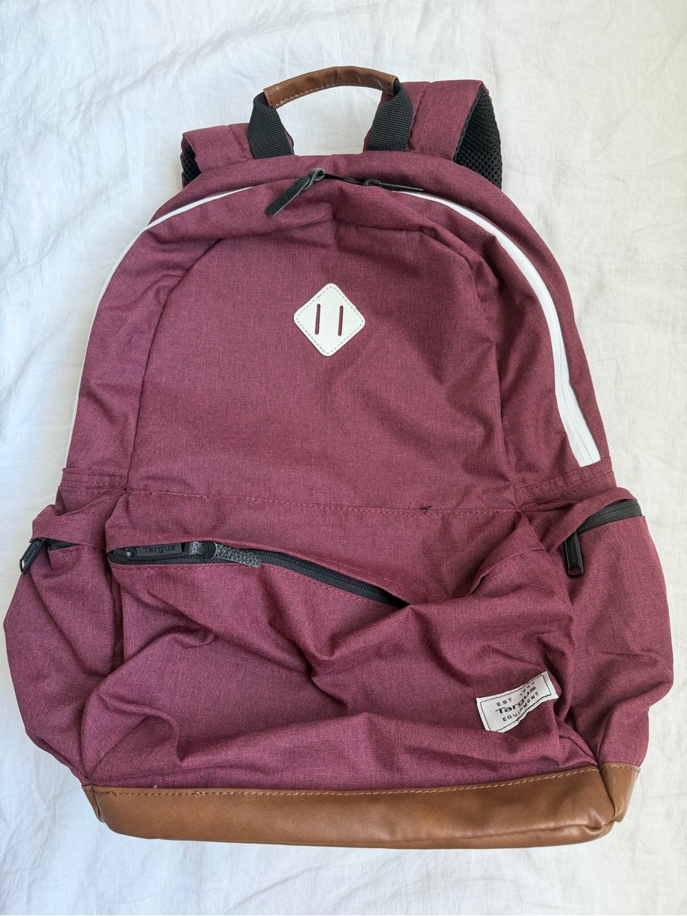 Targus Burgundy Backpack with Brown Faux-Leather Base